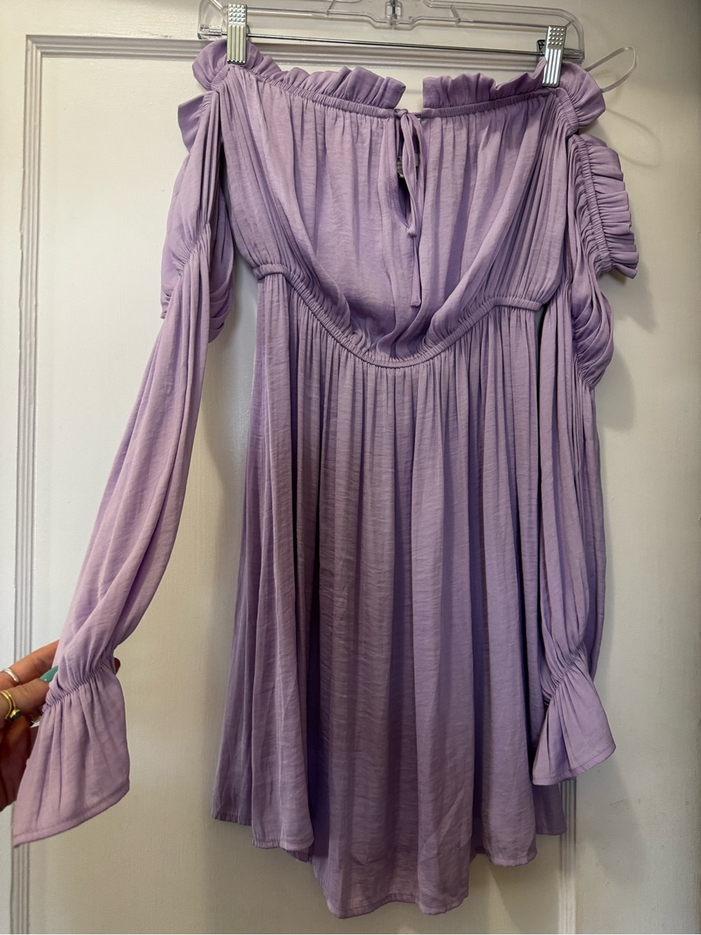 Forever 21 Lilac Off-Shoulder Long Sleeve Dress